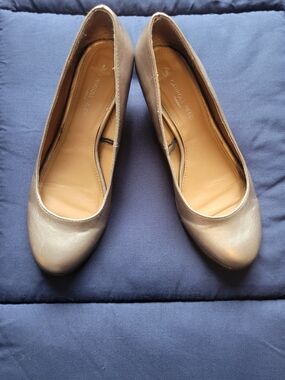 Carroll Reed. Metallic Champagne Low Heel Wedge